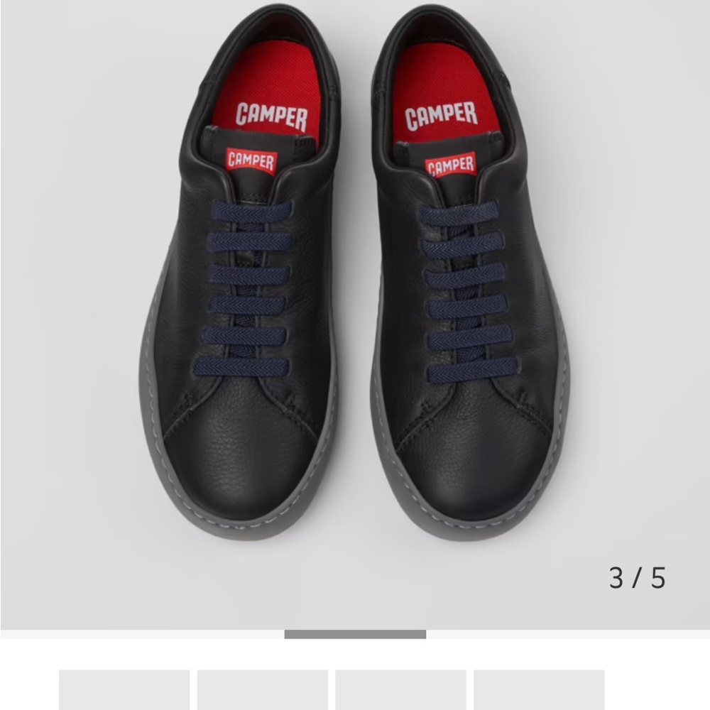 BRAND NEW. Camper Peu Touring Black Leather Sneakers for Women. Porthole